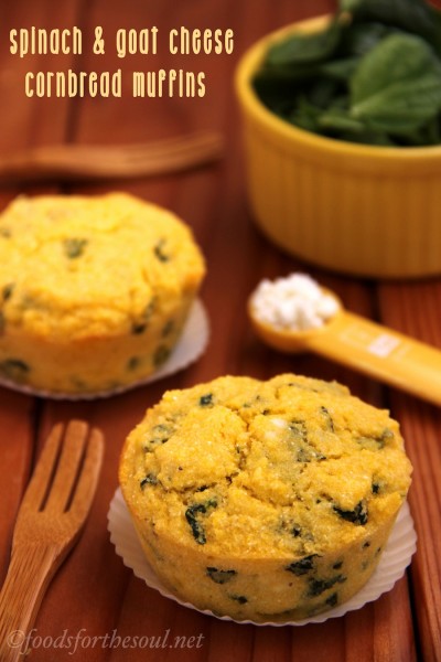Spinach and Goat Cheese Cornbread Muffins