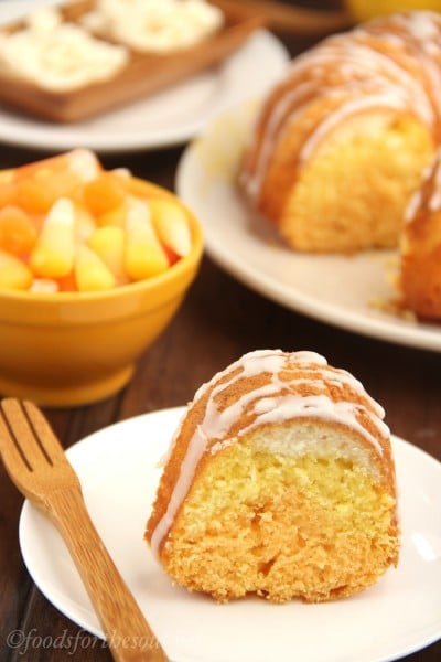 Citrus Candy Corn Bundt Cake