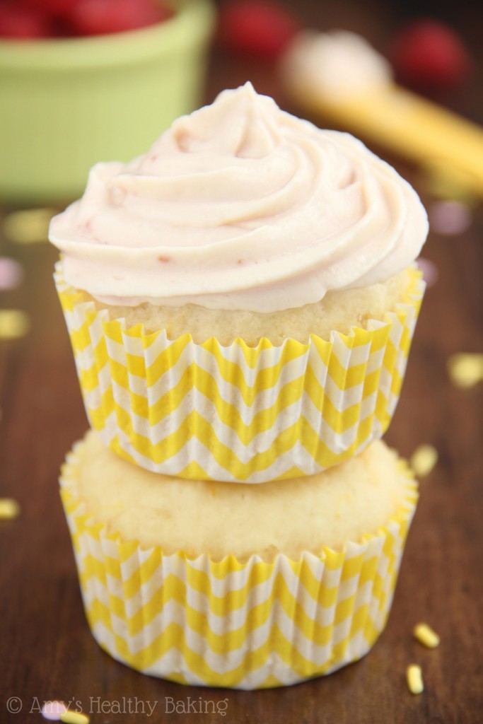 Lemon Cupcakes with Raspberry Vanilla Yogurt Frosting Amy's Healthy