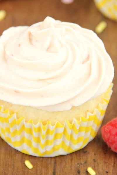 Lemon Cupcakes with Raspberry Vanilla Yogurt Frosting
