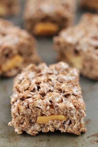 Caramel-Stuffed Chocolate Cereal Treats