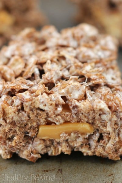 Caramel-Stuffed Chocolate Cereal Treats