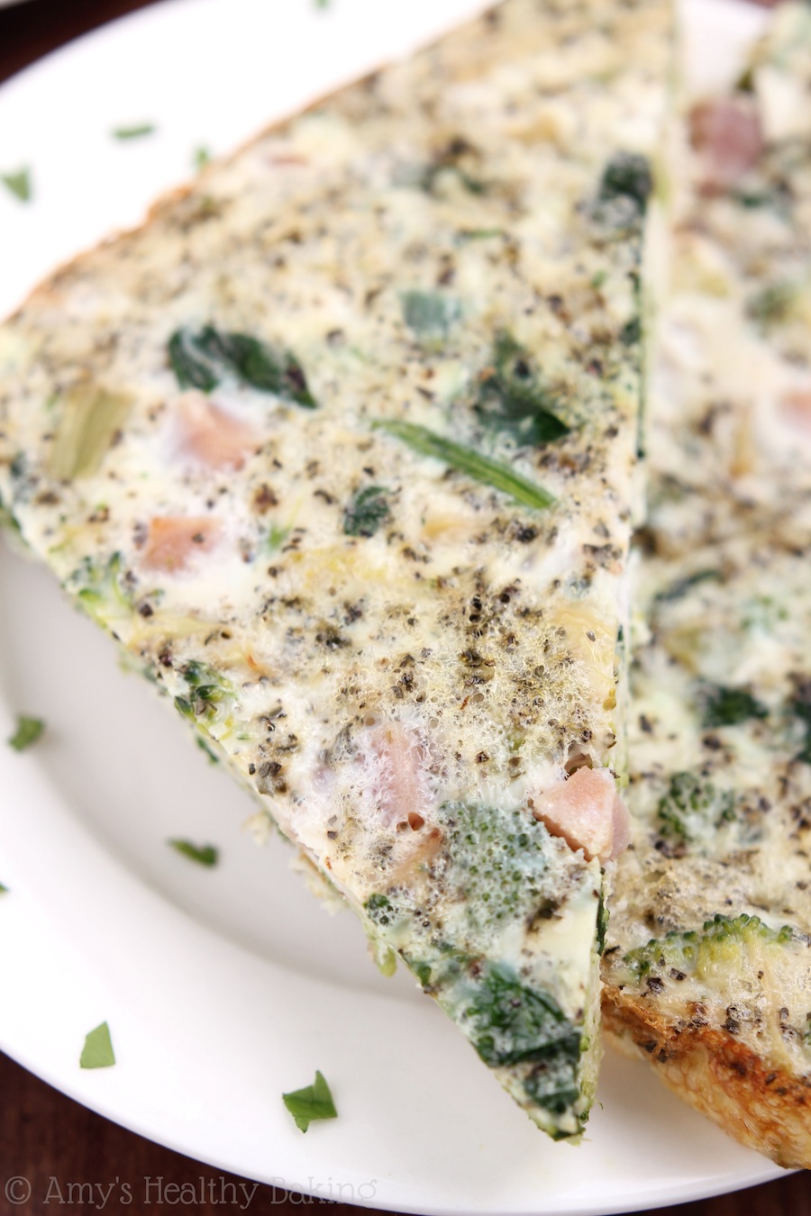 Skinny Broccoli, Ham & Spinach Quiche | Amy's Healthy Baking