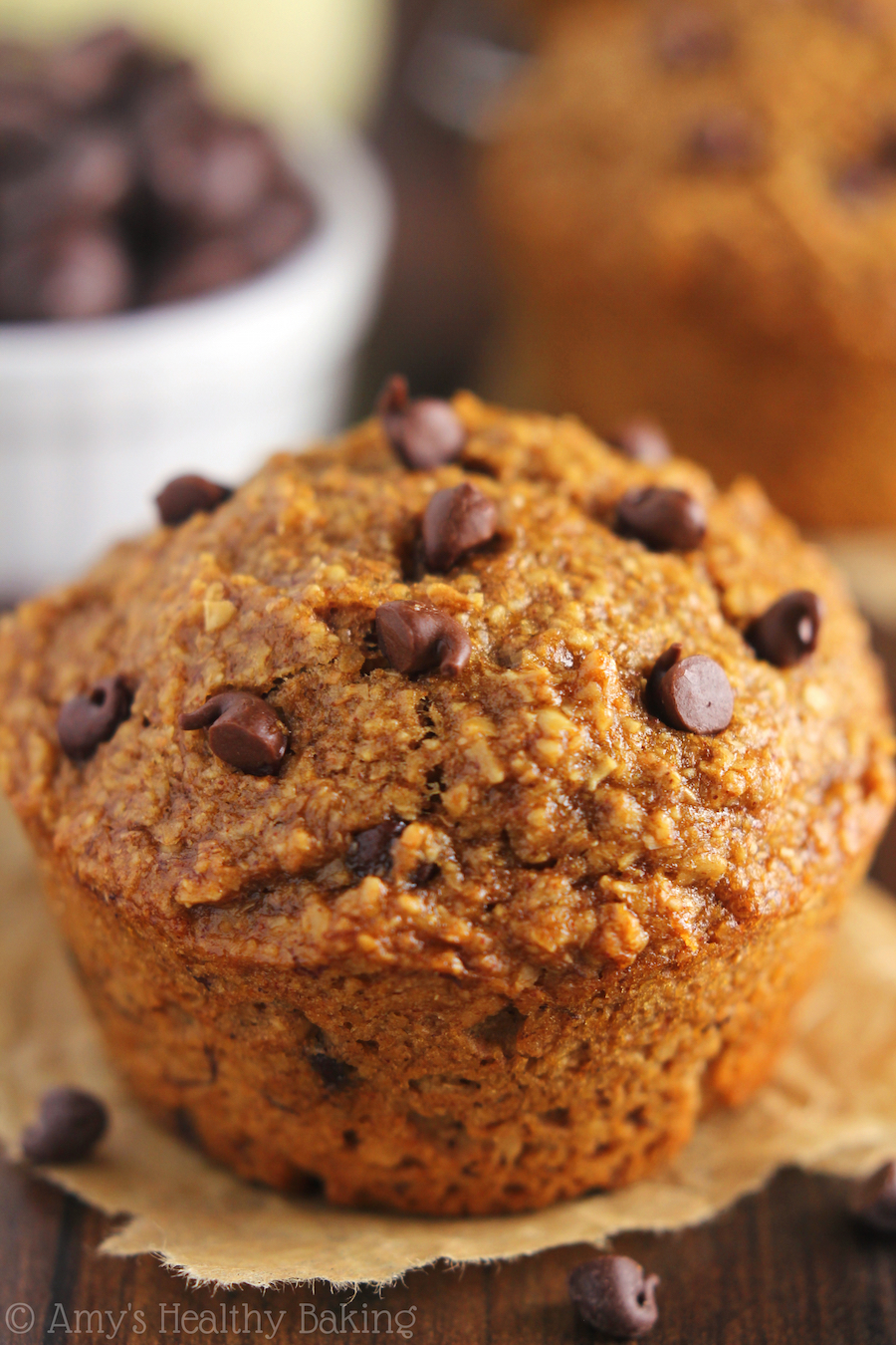 Healthy Chocolate Chip Banana Bran Muffins Amy S Healthy Baking