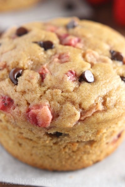 Whole Wheat Strawberry Chocolate Chip Muffins