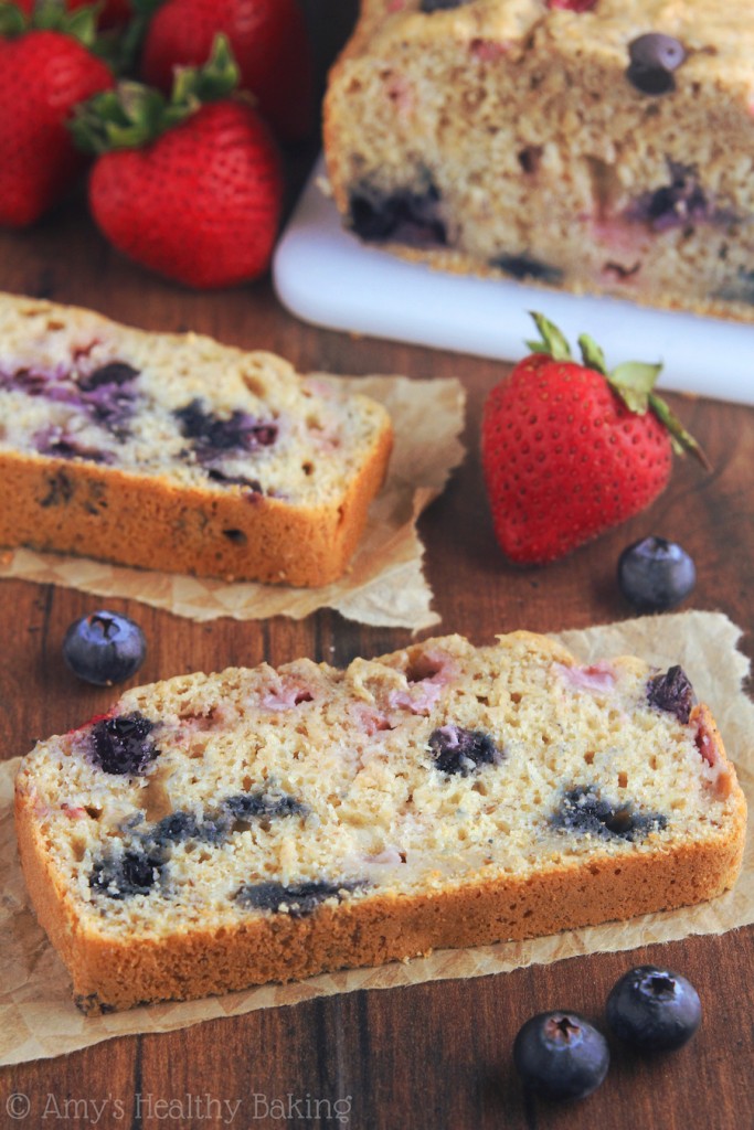 Whole Wheat Strawberry Blueberry Banana Bread {Recipe Video!} Amy's