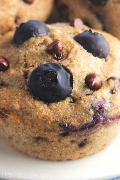 Chocolate Chip Blueberry Banana Muffins