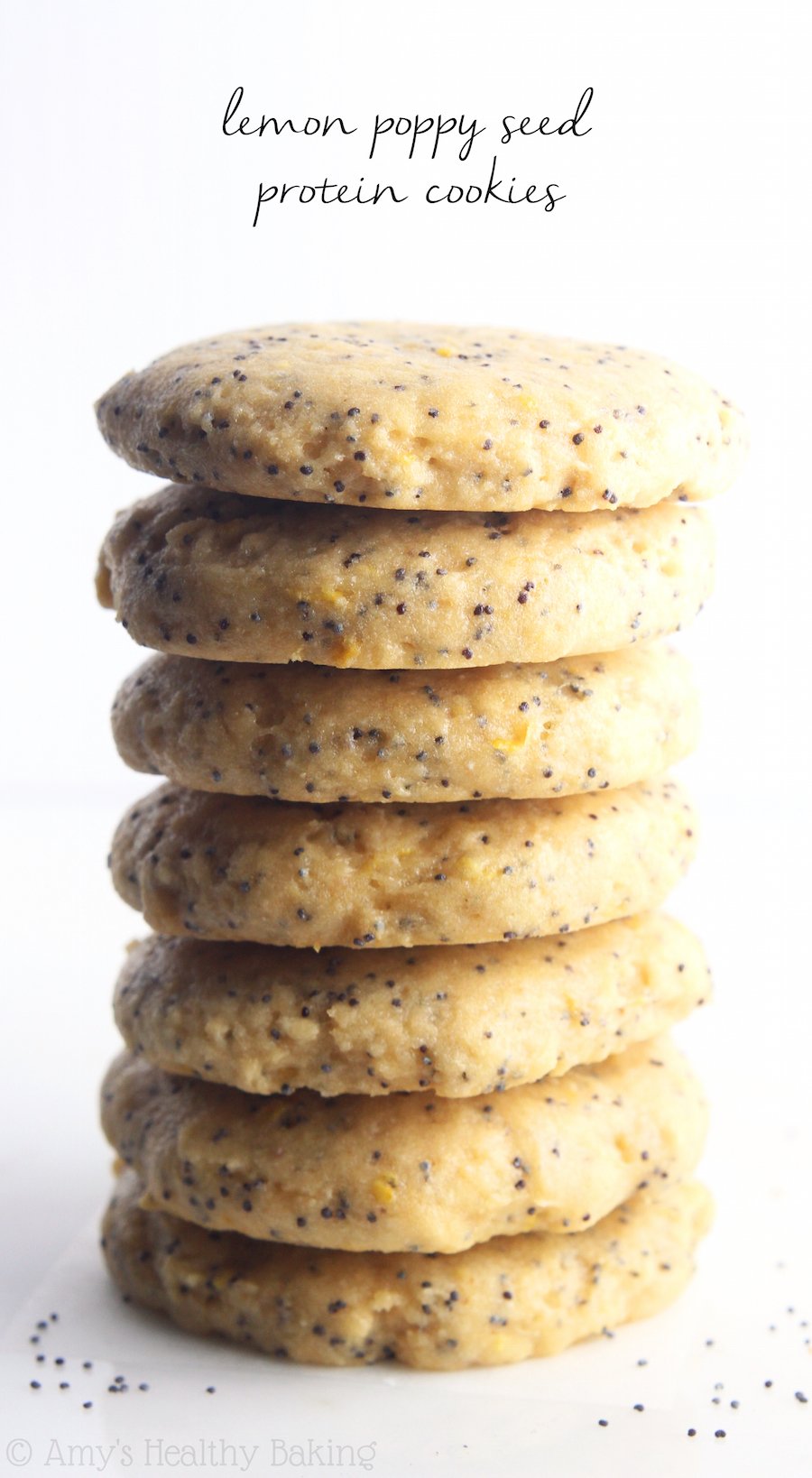 Lemon Poppy Seed Protein Cookies -- these skinny, protein-packed cookies don't taste healthy at all! Even better, they're low carb & 100% acceptable for breakfast!