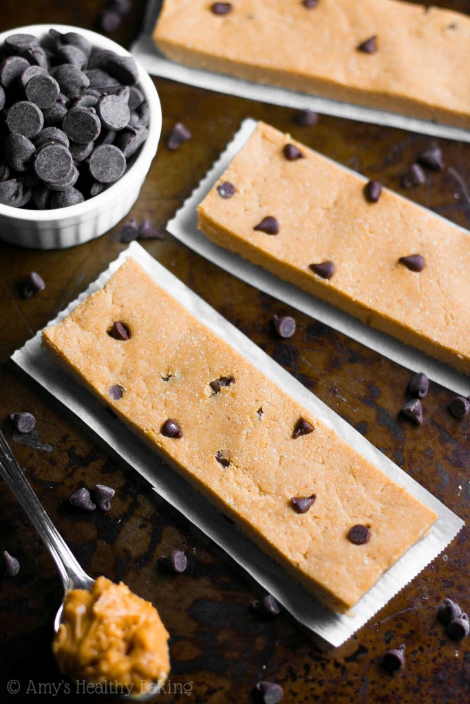 Healthy Chocolate Chip Peanut Butter Protein Bars Amy's Healthy Baking