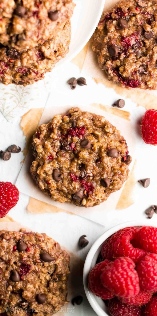 Healthy Raspberry Chocolate Chip Oatmeal Cookies Amy's Healthy Baking