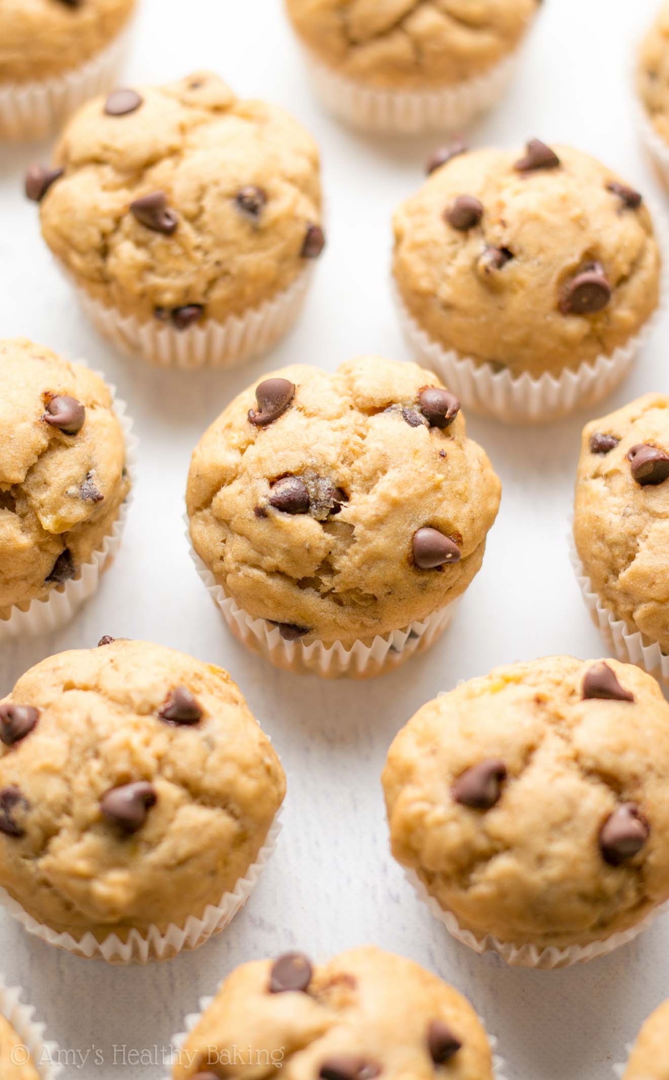 Mini Banana Chocolate Chip Muffins - The BakerMama