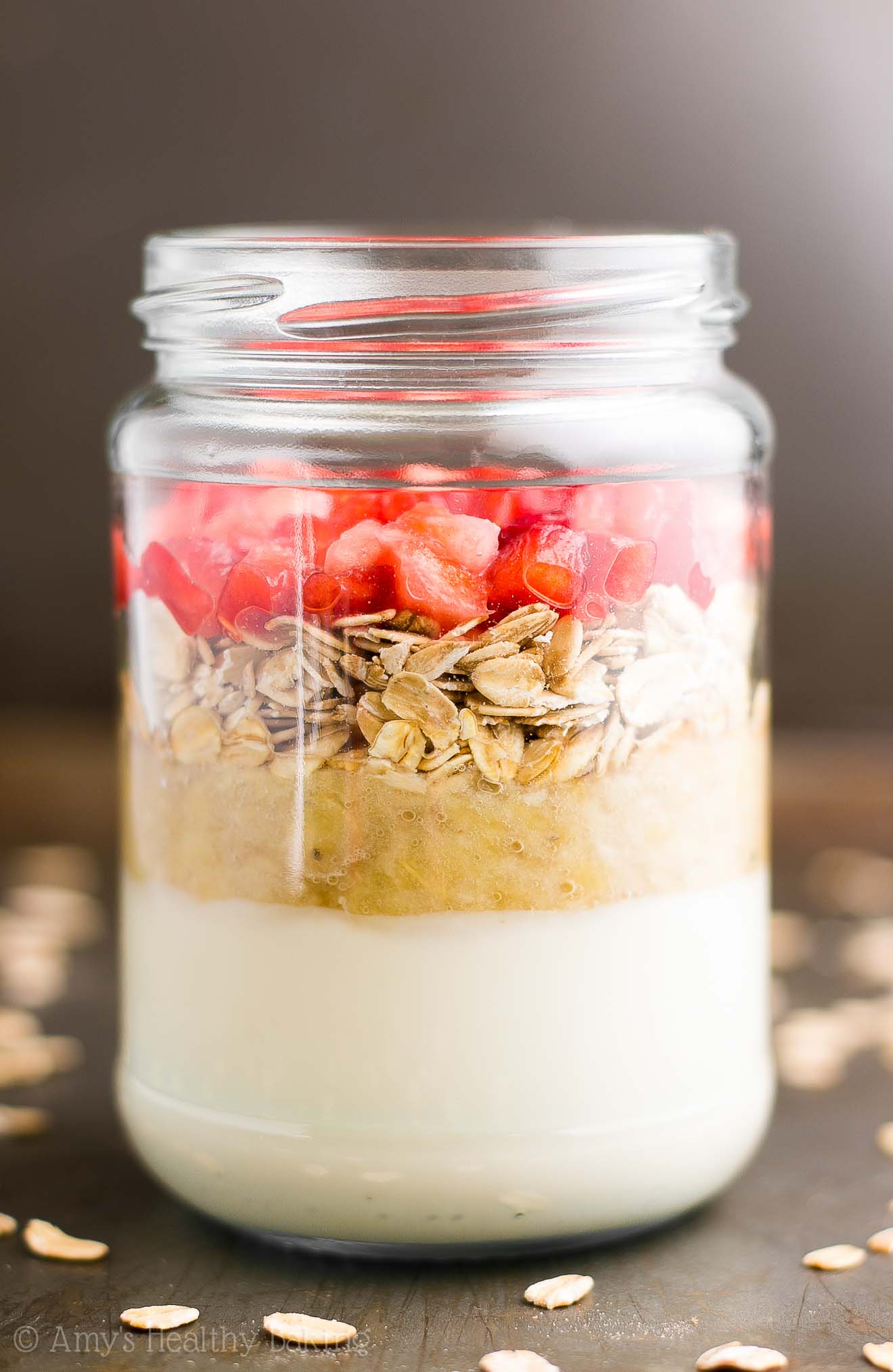 Strawberry Banana Bread Protein Overnight Oats Amy S Healthy Baking