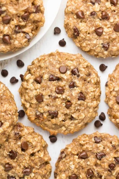 Healthy Caramel Chocolate Chip Oatmeal Cookies