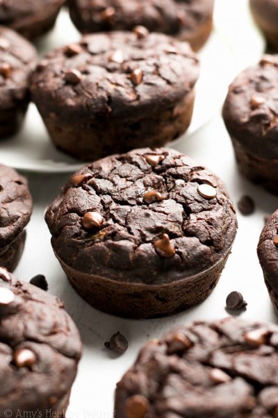 Healthy Double Chocolate Zucchini Muffins