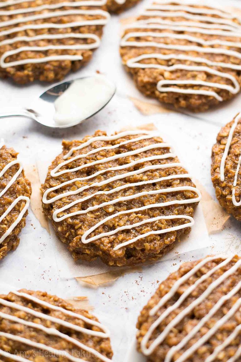 Healthy Iced Gingerbread Oatmeal Cookies Amy's Healthy Baking