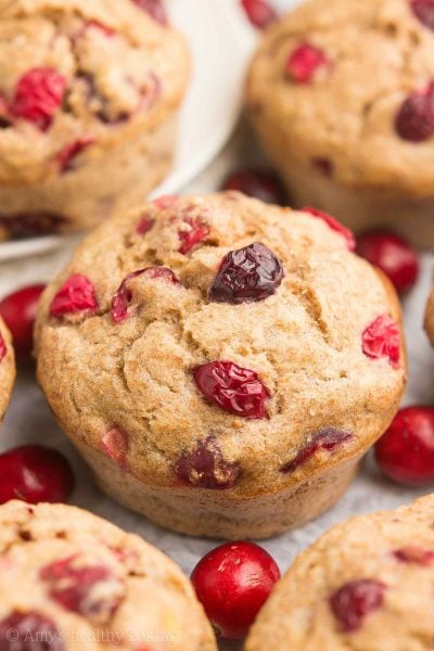 Healthy Cranberry Banana Muffins