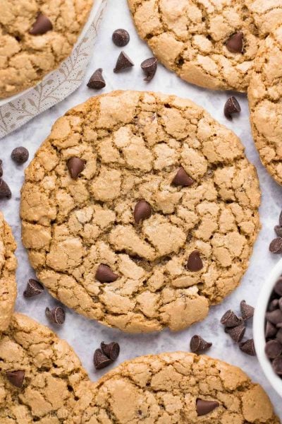 Healthy Practically Flourless Chocolate Chip Cookies