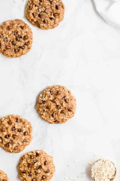 Healthy Chocolate Chip Almond Butter Oatmeal Breakfast Cookies