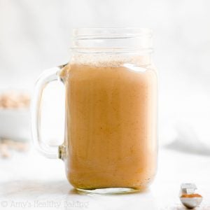 This healthy pumpkin spice chai latte recipe tastes just like Starbucks — maybe even better!! It’s SO quick & easy to make. The perfect combination of cozy chai spices, comforting tea & sweet pumpkin flavor. Once you try this homemade pumpkin chai latte, you’ll never order one from Starbucks again! Healthy pumpkin chai latte at home. Vegan pumpkin spice chai latte. Copycat Starbucks pumpkin chai latte sugar free. DIY pumpkin chai latte. How to make Starbucks pumpkin spice chai latte recipe.