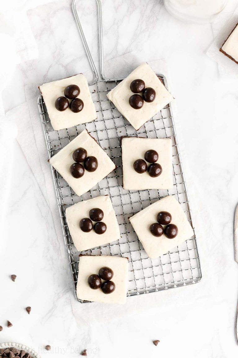 Healthy Fudgy Dark Chocolate Brownies + Peanut Butter Frosting Amy's