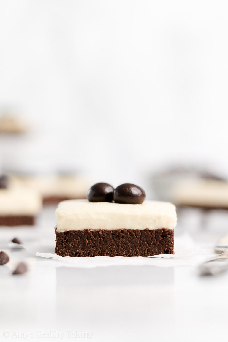 Healthy Fudgy Dark Chocolate Brownies + Peanut Butter Frosting Amy's