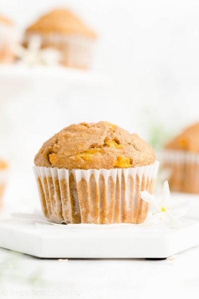 Healthy Peach Oatmeal Muffins