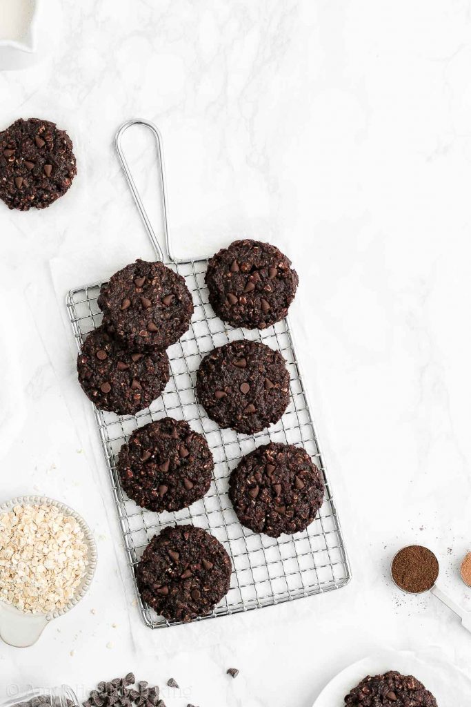 Healthy Double Chocolate Oatmeal Cookies (Flourless, Eggless & Vegan