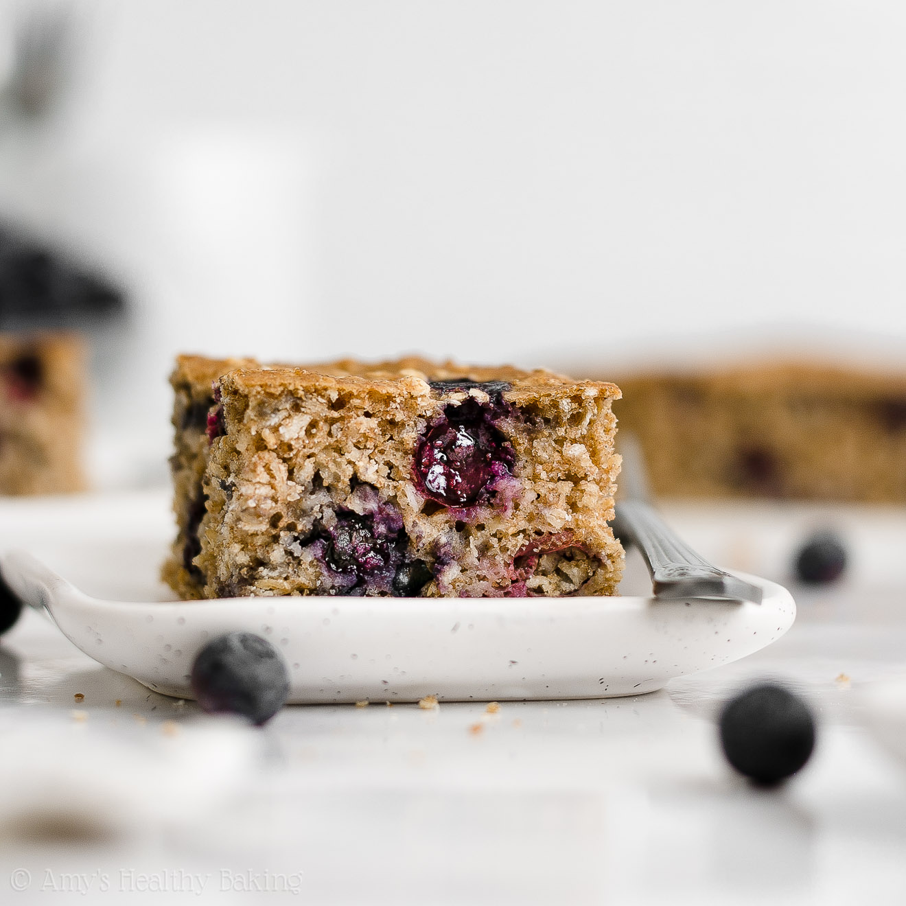 Healthy Blueberry Oatmeal Snack Cake
