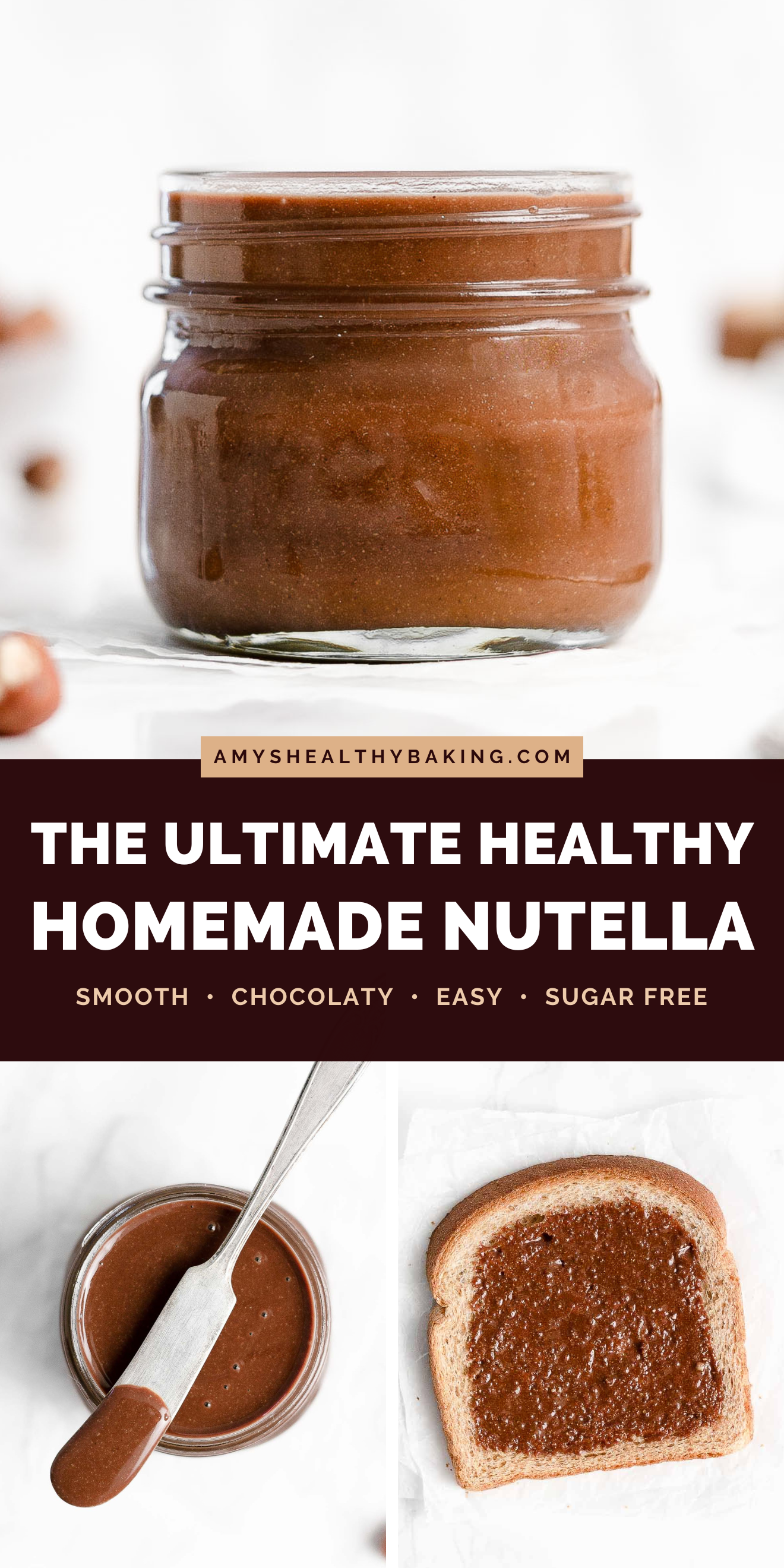 best healthy homemade Nutella recipe – easy DIY chocolate hazelnut spread – vegan, sugar free, dairy free, low carb, gluten free, and clean eating – made with hazelnuts, cocoa powder, and no sugar